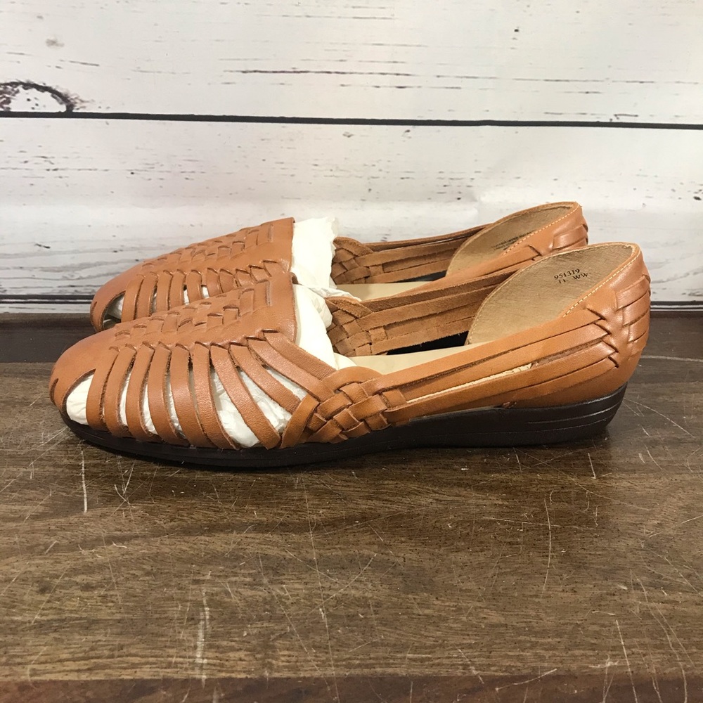 Softspots Womens Natural Leather Closed Toe Huarache Sandals New 11 WW